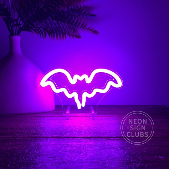 LED Bat Neon Sign: Halloween Home Decor, Kids Room Light
