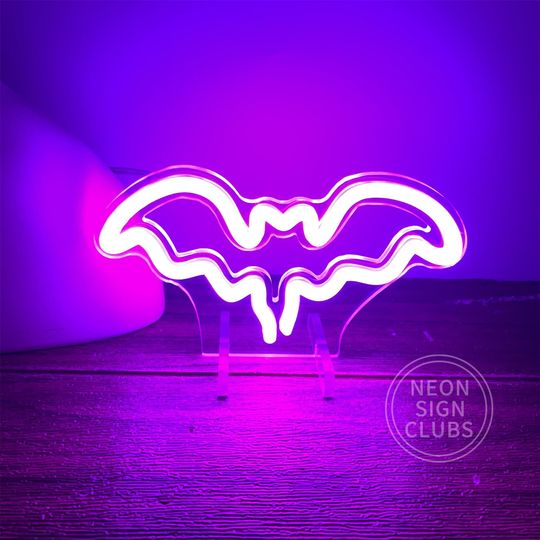 LED Bat Neon Sign: Halloween Home Decor, Kids Room Light