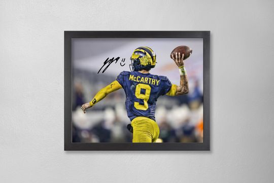 JJ McCarthy Michigan Wolverines Poster Art Autographed NCAA