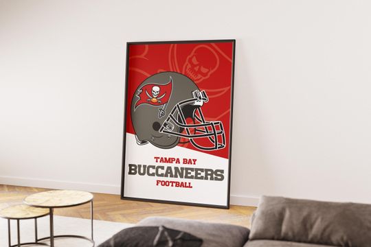 Tampa Bay Buccaneers football Helmet Poster - Vintage Wall Art for Football Fans, Buccaneers Memorabilia, Man Cave Decor, Sports Themed Room