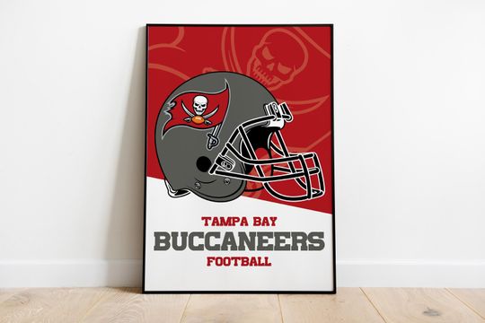 Tampa Bay Buccaneers football Helmet Poster - Vintage Wall Art for Football Fans, Buccaneers Memorabilia, Man Cave Decor, Sports Themed Room