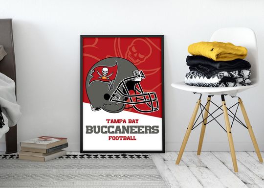 Tampa Bay Buccaneers football Helmet Poster - Vintage Wall Art for Football Fans, Buccaneers Memorabilia, Man Cave Decor, Sports Themed Room