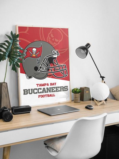 Tampa Bay Buccaneers football Helmet Poster - Vintage Wall Art for Football Fans, Buccaneers Memorabilia, Man Cave Decor, Sports Themed Room
