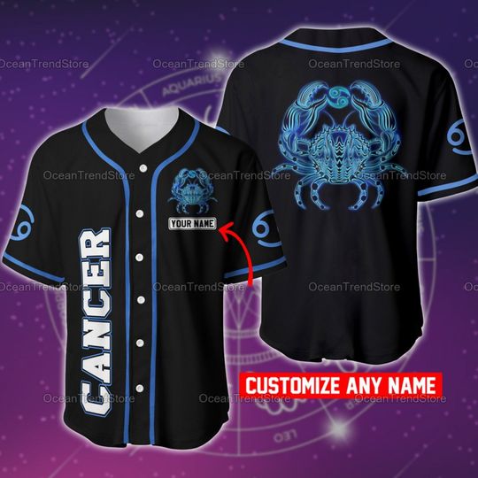 Custom Name Cancer Zodiac Baseball Jersey