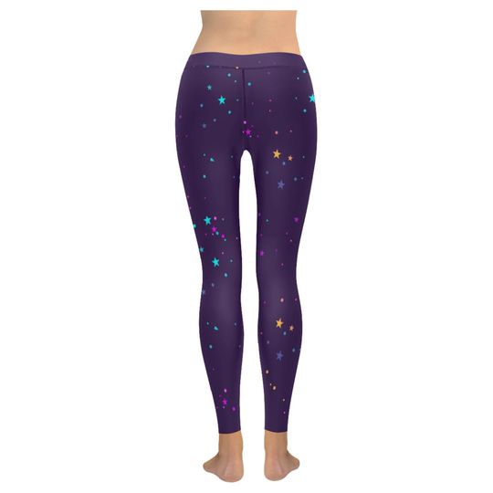 Magical Dark Purple Starry Low Rise Leggings