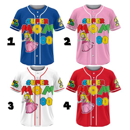 Personalized Super Mommio Baseball Jerseys, Custom Mario Mom Shirt, Super Mom Shirt, Super Mario Jersey, Mothers Day Shirt, Gift For Mom
