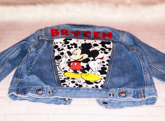 Mickey Mouse Women's Denim Jacket, Custom Denim Jacket, Disney Women's Clothes, Customized Jacket
