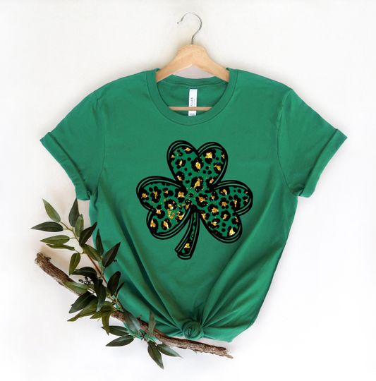 Shamrock Leopard St Patrick's Day Shirt,Retro St Patricks Day Shirt,Cute St Paddys Tee