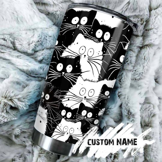 Grumpy Funny Cat Personalized Ringneck Tumbler 20oz