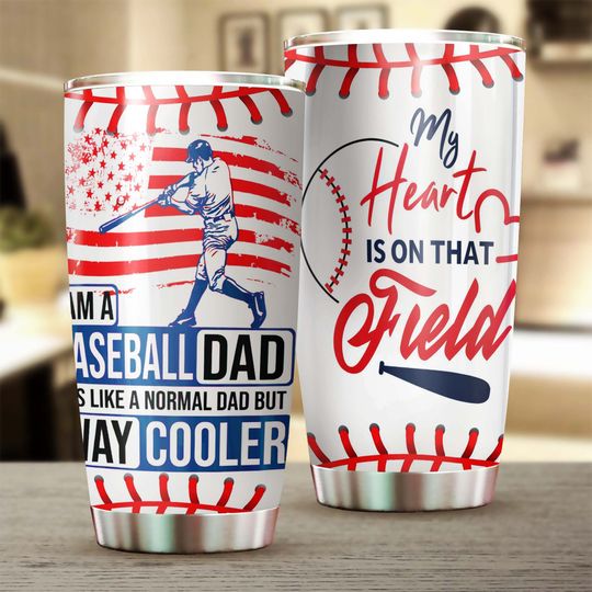Baseball Dad Much Cooler Tumbler-Birthday Gift Christmas Ringneck Tumbler 20oz