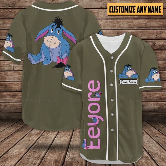 Personalized Eeyore Baseball Shirts, Eeyore Baseball Jersey