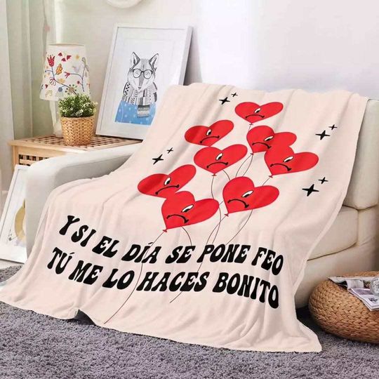 Bad Bunny Bundle throw blanket, Bad Bunny Merch