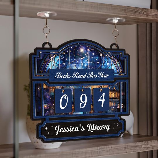 Personalized Books Read This Year Sign, Custom Reading Tracker, Magical Library Book Count Hanging Display for Home Library Classroom