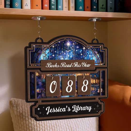 Personalized Books Read This Year Sign, Custom Reading Tracker, Magical Library Book Count Hanging Display for Home Library Classroom
