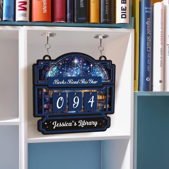 Personalized Books Read This Year Sign, Custom Reading Tracker, Magical Library Book Count Hanging Display for Home Library Classroom