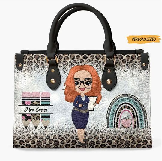 Teach Love Inspire Personalized Leather Bag