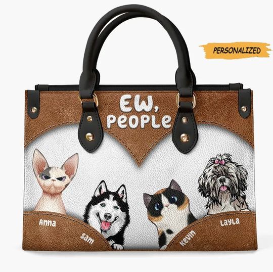 Ew People, Personalized Pet Leather Bag, Gift For Dog And Cat Lover