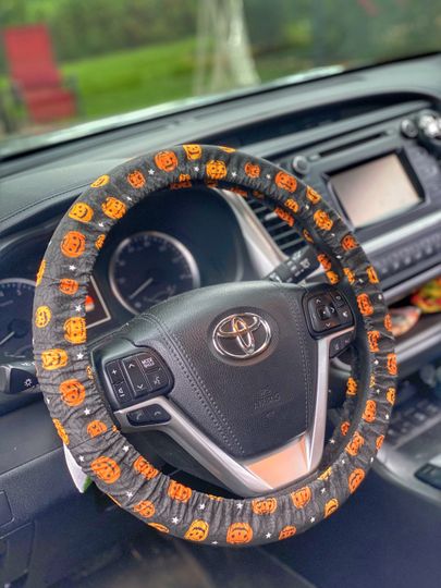 Pumpkin Glow In Dark Steering Wheel Cover