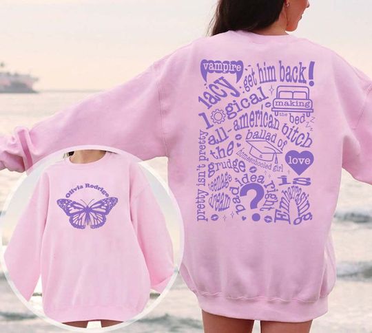 Guts Olivia Track List Olivia Rodrigo Album Guts Tour Merch Double Sided Unisex Sweatshirt
