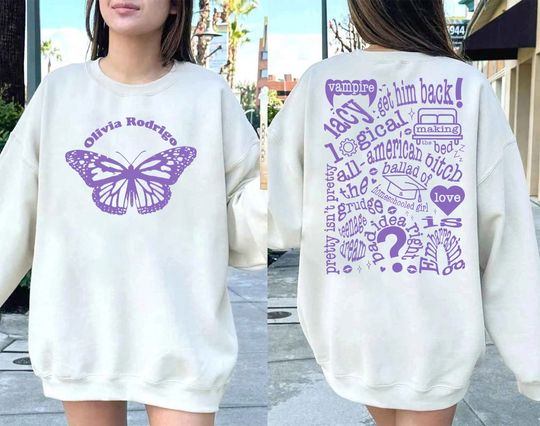 Guts Olivia Track List Olivia Rodrigo Album Guts Tour Merch Double Sided Unisex Sweatshirt