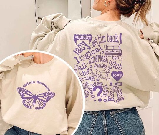 Guts Olivia Track List Olivia Rodrigo Album Guts Tour Merch Double Sided Unisex Sweatshirt