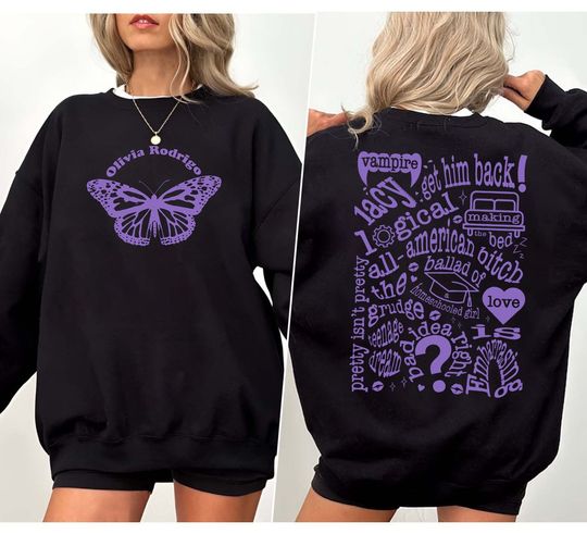 Guts Olivia Track List Olivia Rodrigo Album Guts Tour Merch Double Sided Unisex Sweatshirt