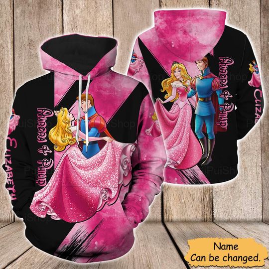 Personalized Aurora And Philip 3D Hoodie, Disney Princess Christmas Hoodie