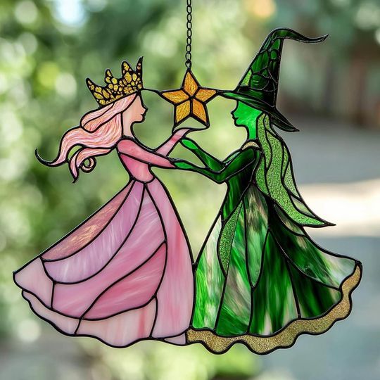 Wicked Musical Suncatcher: Elphaba and Glinda Besties Window Hanging