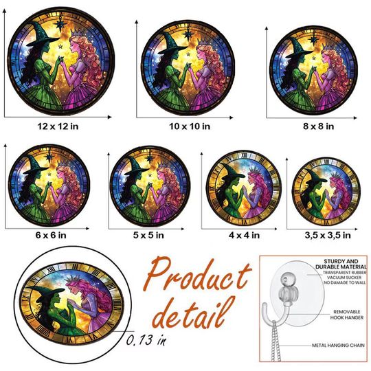 Wicked Musical Suncatcher: Elphaba and Glinda Besties Window Hanging