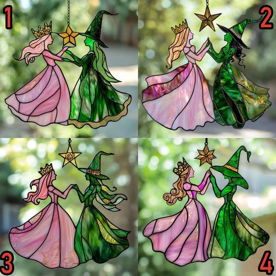 Wicked Musical Suncatcher: Elphaba and Glinda Besties Window Hanging