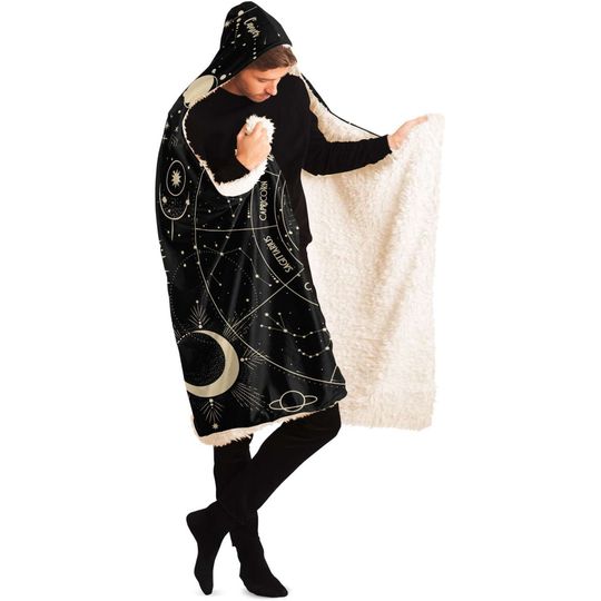 Sun Moon Phase Hooded Blanket