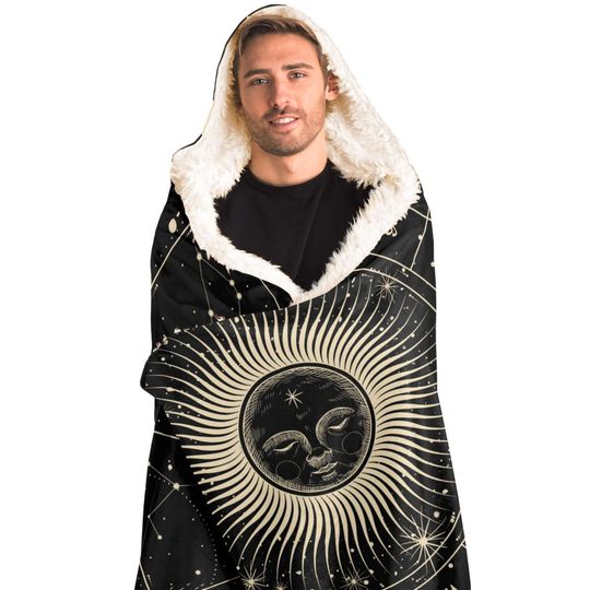 Sun Moon Phase Hooded Blanket