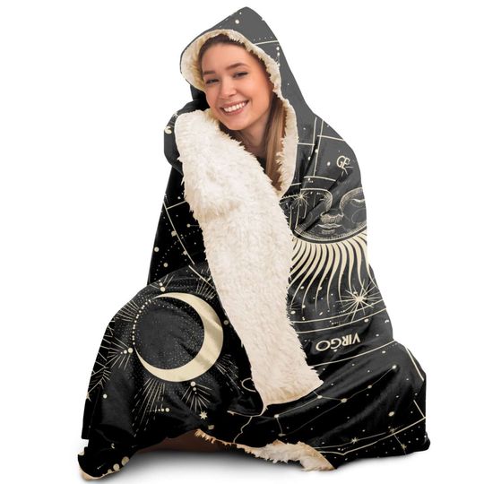 Sun Moon Phase Hooded Blanket