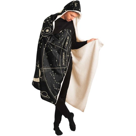 Sun Moon Phase Hooded Blanket