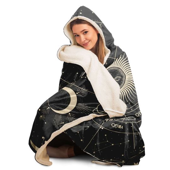Sun Moon Phase Hooded Blanket