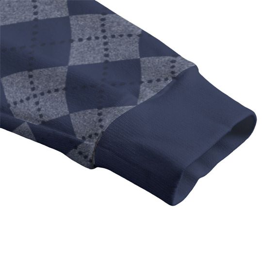 Ode to Blue Argyle Diamond Print V-Neck Print Cardigan