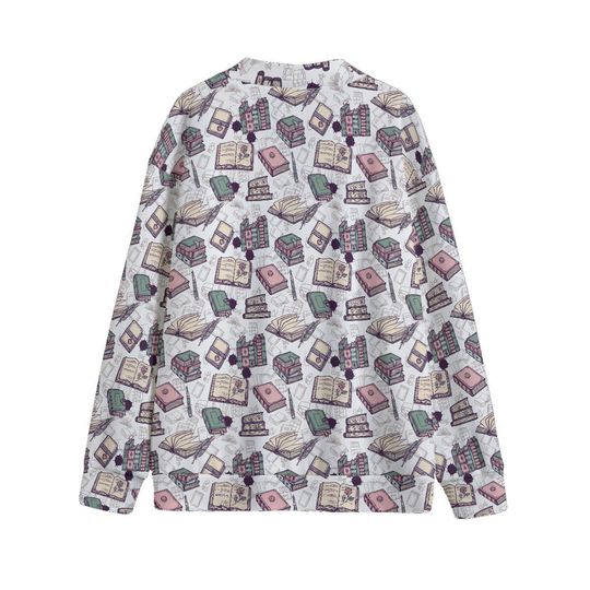 Bookworm Library Fan V-neck Print Cardigan for Women and Men