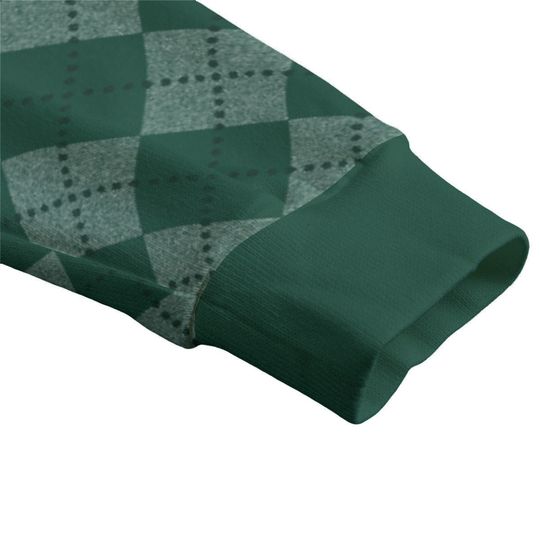 Ode to Green Argyle Diamond Print V-Neck Print Cardigan Unisex