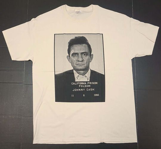 JOHNNY CASH T-shirt Distressed Mug Shot Tee