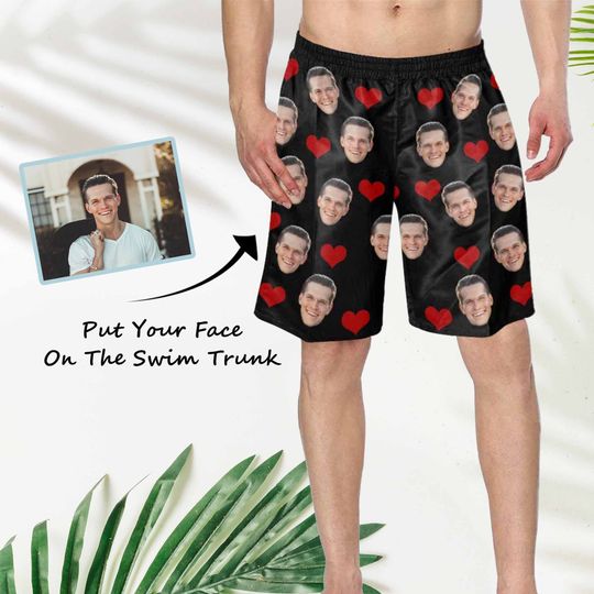 Custom Face Swim Trunk for Man, Personalized Swim Shorts with Photos, Bathing Suit for Dad, Birthday Gifts, Father's Day Gifts