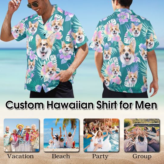 Custom Hawaiian Shirt with Dog Faces, Face Hawaiian Shirt