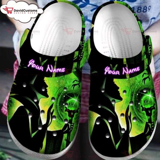 Disney Maleficent Sleeping Beauty Clogs Custom Name, Personalized Clogs, Design Your Own Clogs, Disney Cartoon Clogs