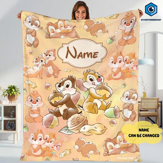 Personalized Chip and Dale Blanket, Disneyland Blanket, Chip and Dale Blanket, Chipmunks Blanket