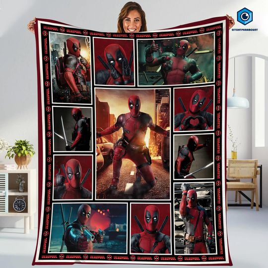 Deadpool Fleece Blanket, Vintage Blanket, Deadpool Blanket Couch Sofa, Superhero Blanket