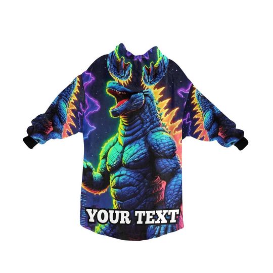 god zilla Kids Hoodie Blanket Personalized Text Gift Custom