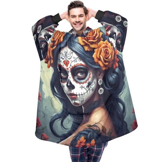 Da De Los Muertos Blanket Hoodie Personalized Chicano Blanket