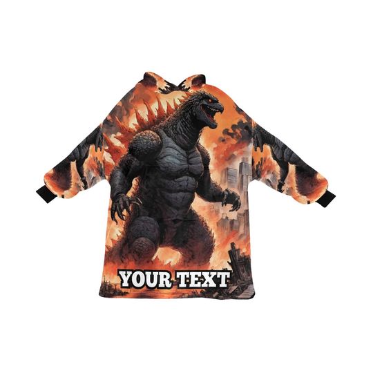god zilla Kids Hoodie Blanket Gift Personalized Hooded Blankets Gojira Kaiju