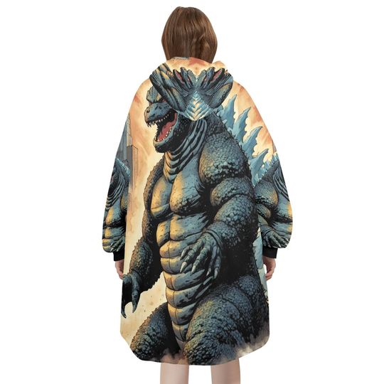 god zilla Blanket Hoodie Retro Kaiju Comics Personalized Blanket