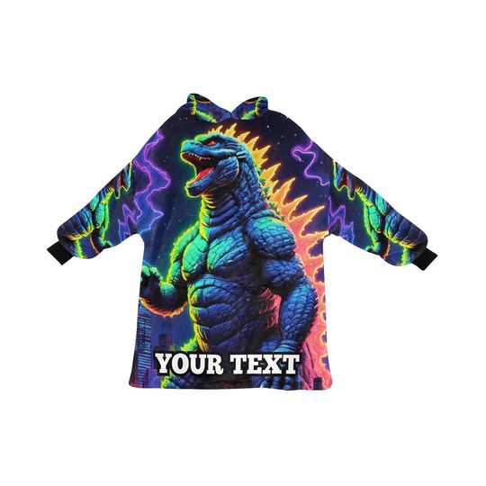 god zilla Kids Hoodie Blanket Personalized Text Gift Custom