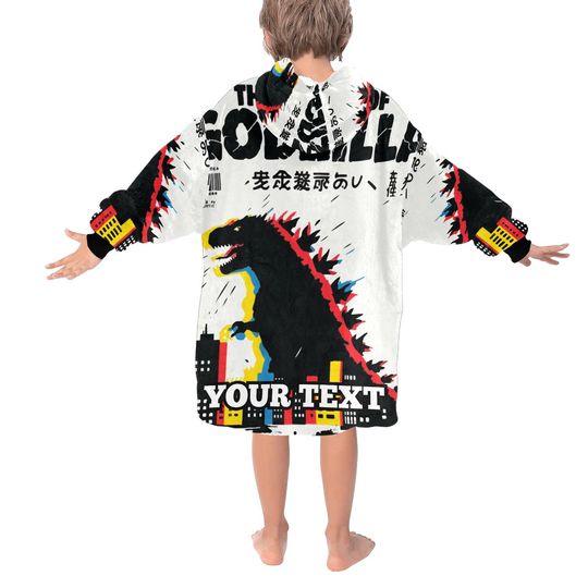 god zilla Kids Hoodie Blanket Gift Personalized